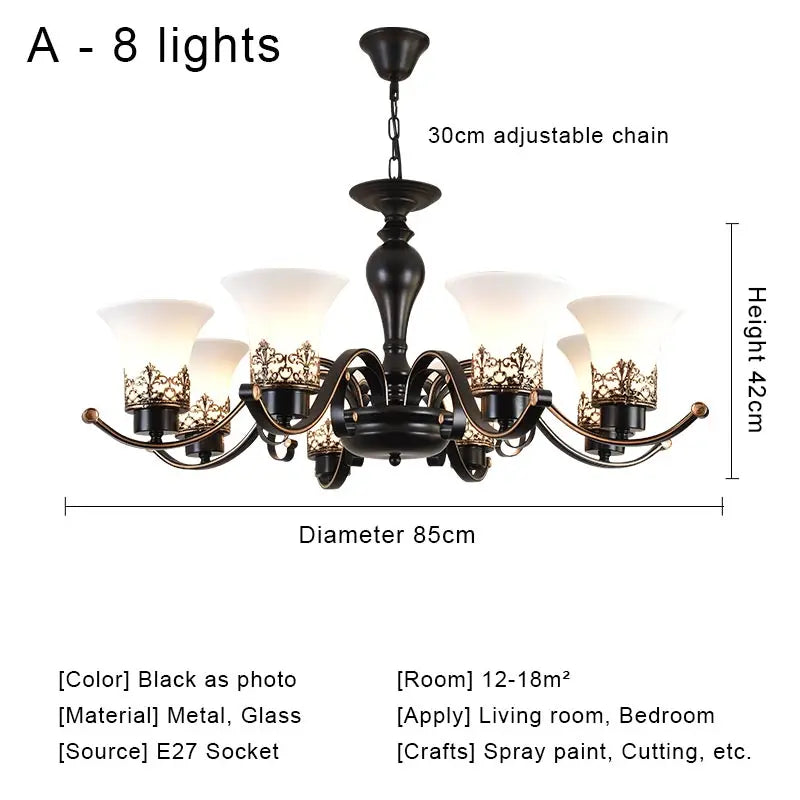 Vintage Chandelier Glass Pendant Lamp Indoor Lighting for Living Room Bedroom Kitchen Lustres Retro Loft Hanging Light Fixture