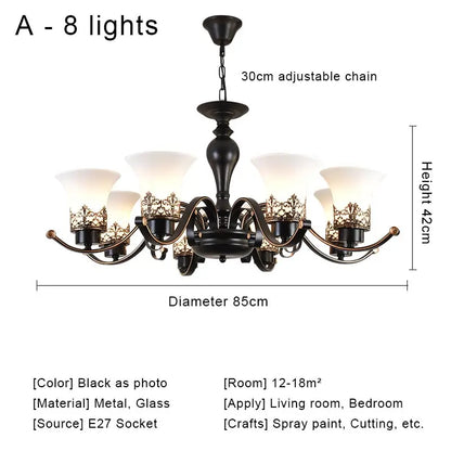 Vintage Chandelier Glass Pendant Lamp Indoor Lighting for Living Room Bedroom Kitchen Lustres Retro Loft Hanging Light Fixture
