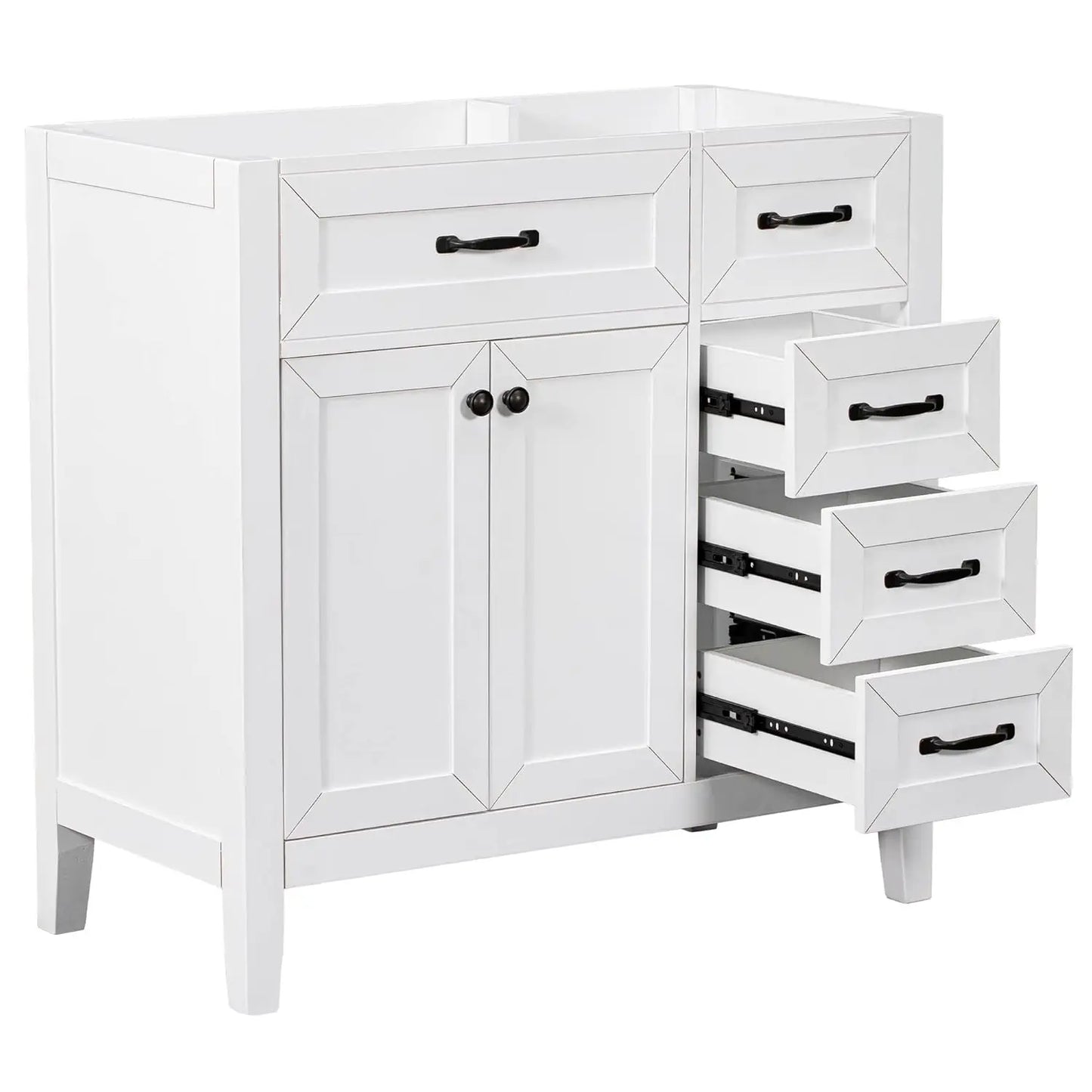 36 Inch Bathroom Vanity Cabinet Base White Storage 1 Door 6 Drawers, Customized