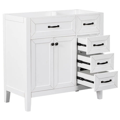 36 Inch Bathroom Vanity Cabinet Base White Storage 1 Door 6 Drawers, Customized