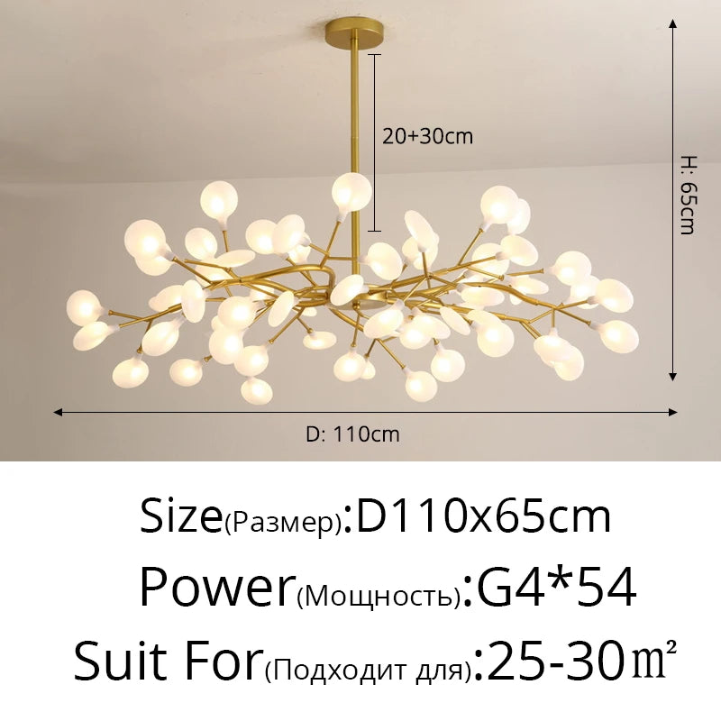 Branch Shape Firefly Ceiling Chandelier for House Baby Kid  Living Room Bedroom Decor G4 Led Lighting Indoor Hanging Lamp