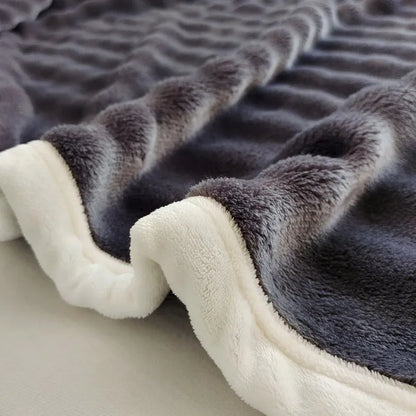 Solid Color Flannel Rabbit Fur Blanket Nap Cover Coral Fleece