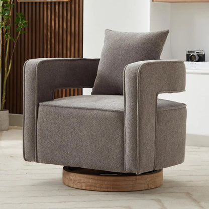 Upholstered Swivel Accent Chair Set of 2 Linen Open Back