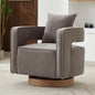 Upholstered Swivel Accent Chair Set of 2 Linen Open Back