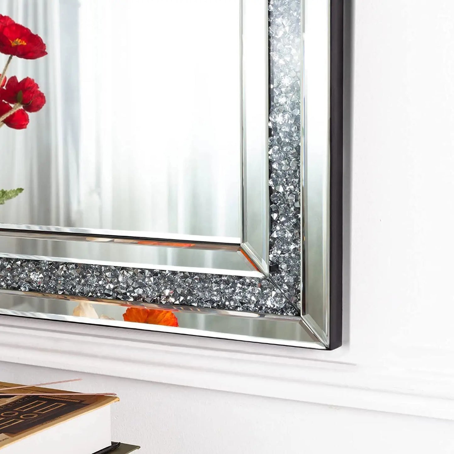 Decor Mirrors Rectangle Venetian Wall Mirrors Polished Crush Crystal Diamond Edge