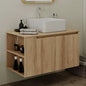 36-inch Wall-Mounted Natural Tone Bathroom Vanity with Concealed Drawer and Sink