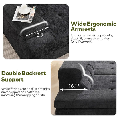 134" Boneless Couch with Ottoman & Higher Backrest