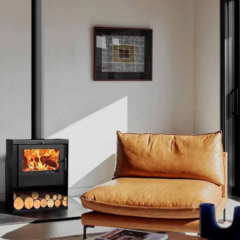 Real Fire Burning Wood Fireplace with Stainless Steel Heating Stove