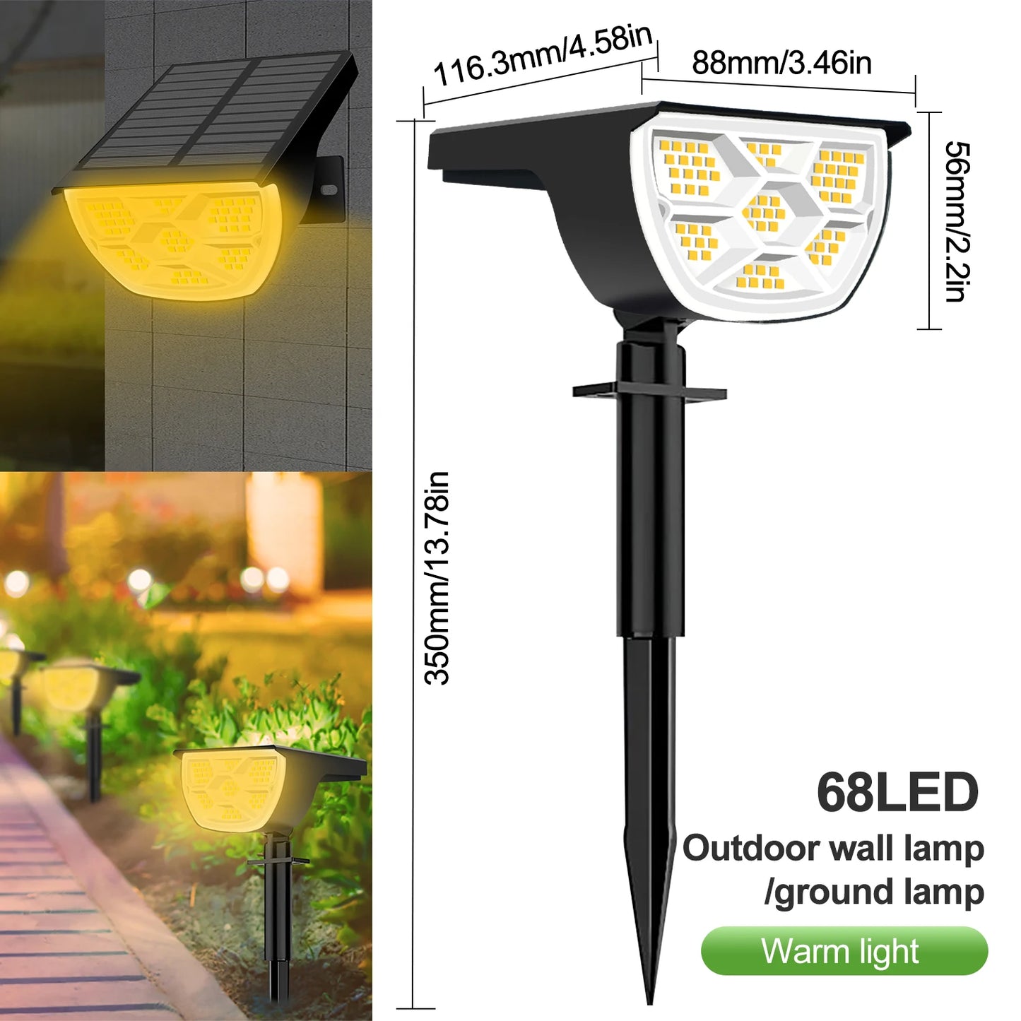LED Solar Landscape Lights Outdoor Waterproof W / 3 Modes for Yard Lawn Walkway
