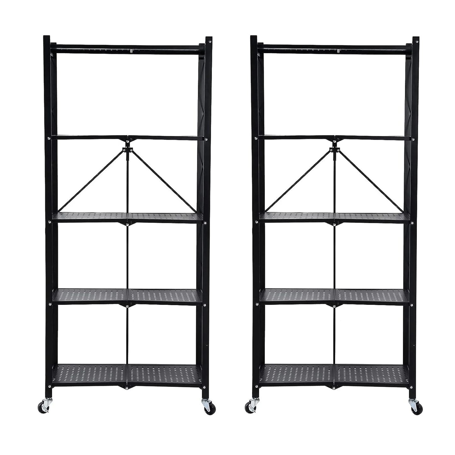 5-Tier Storage Shelving Unit, Metal Shelf 27.9"x13.4"x62.5, W/ Wheels,