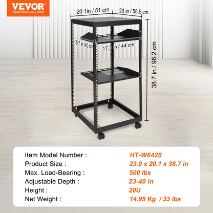 VEVORServer Rack with Adjustable Depth,