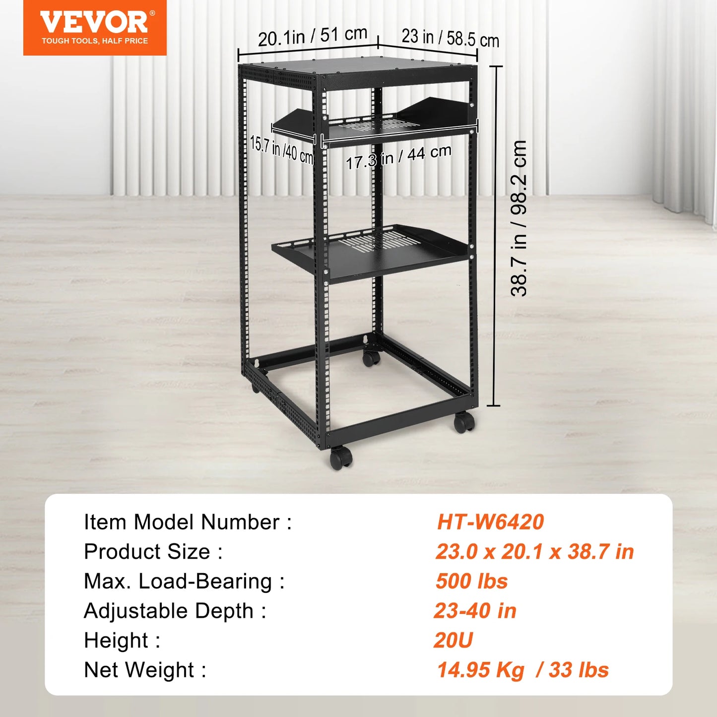 VEVORServer Rack with Adjustable Depth,