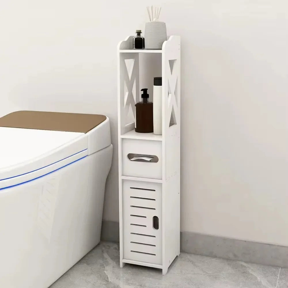 Bathroom Storage Cabinet Toilet Paper Holder Stand W / Door