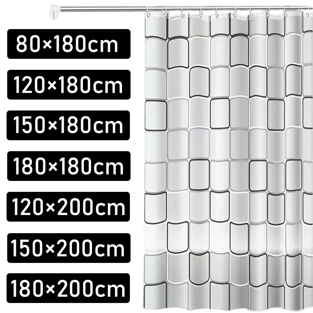 Shower Curtain Liner PEVA Square Shower Liner Plastic Waterproof Shower Curtains with Holes Modern Bathroom Partition Curtain