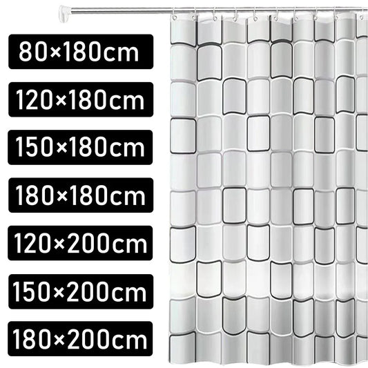 Shower Curtain Liner PEVA Square Shower Liner Plastic Waterproof Shower Curtains with Holes Modern Bathroom Partition Curtain