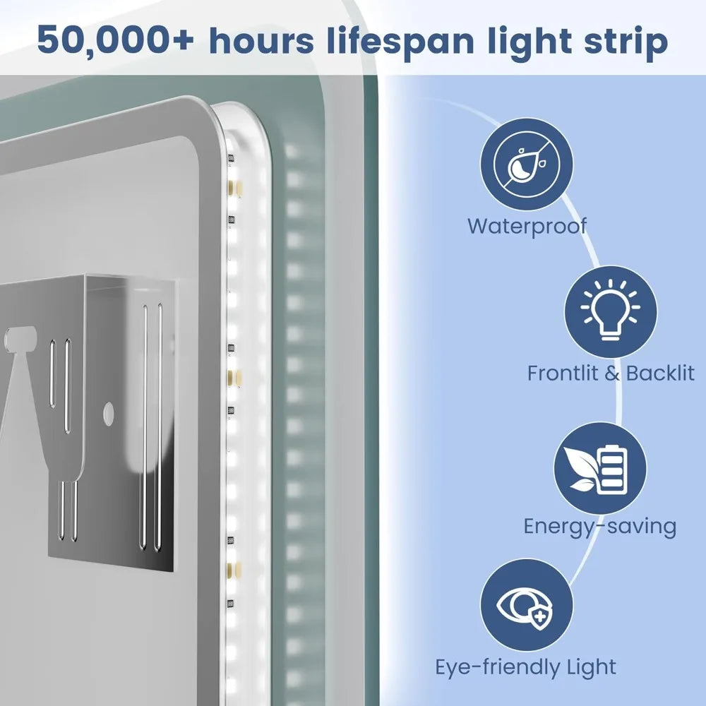 24"x32" LED-Bathroom-Mirror W/ Lights, Wall-Mounted with Bluetooth Speaker