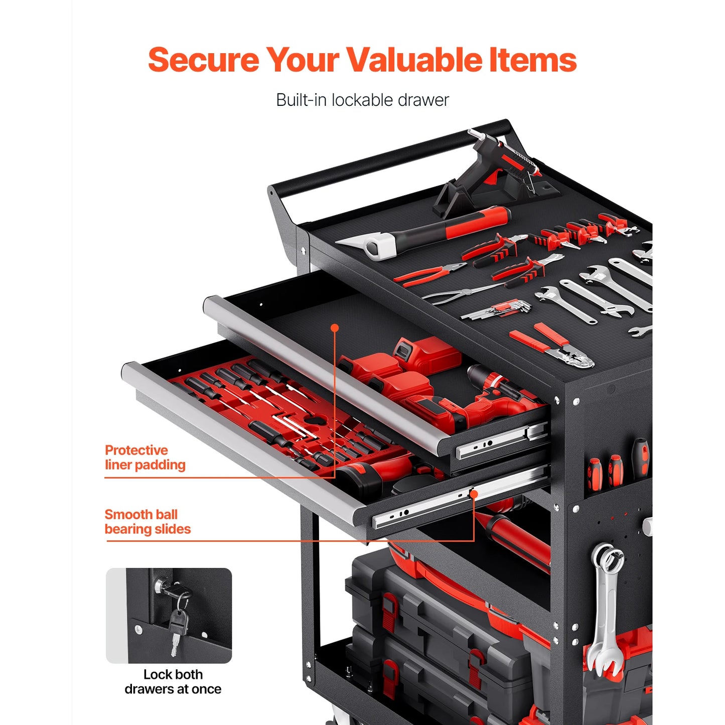 SucceBuy 5-Tier Tool Chest 2-Drawer Rolling Tool Work Cart