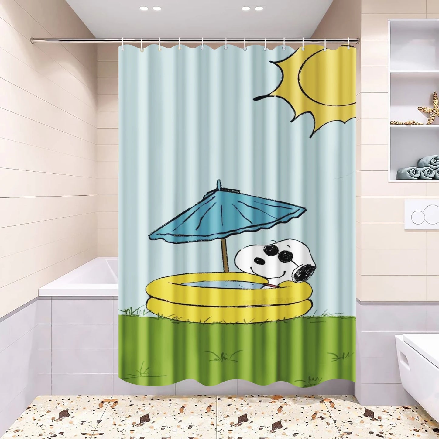 Snoopy Anime Shower Curtain, Bathroom Accessories