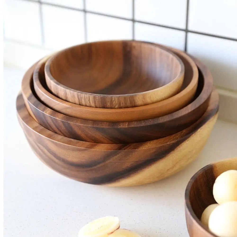 Salad Bowl Japanese Practical Wooden Soup Bowl