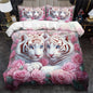 3pcs Fashion Bedding Set Tiger Pink Rose Digital Print Comfortable Breathable