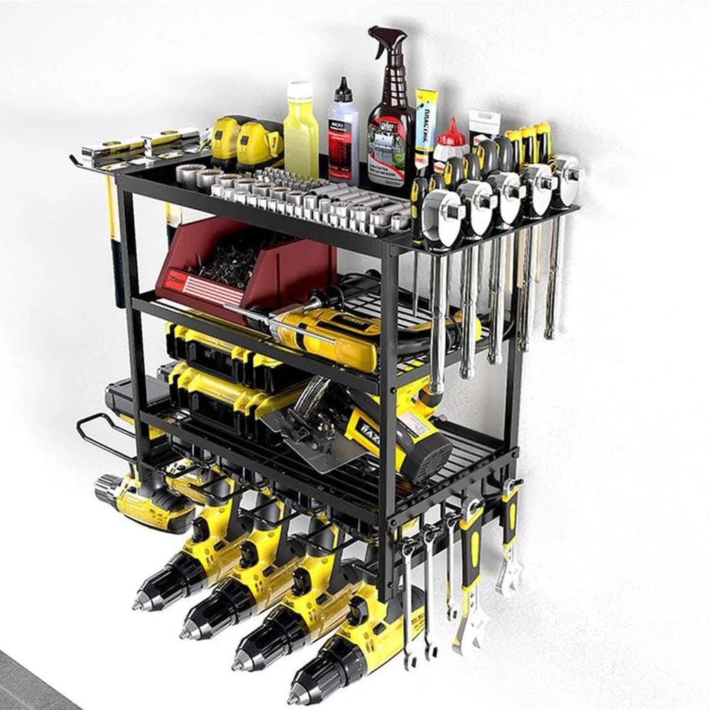 4 Layer Wall Mounted Storage Rack With Hooks
