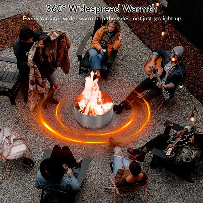 27" Smokeless Fire Pit W/ Air Switch, Wood Burning Portable Stainless Steel Outdoor Firepit