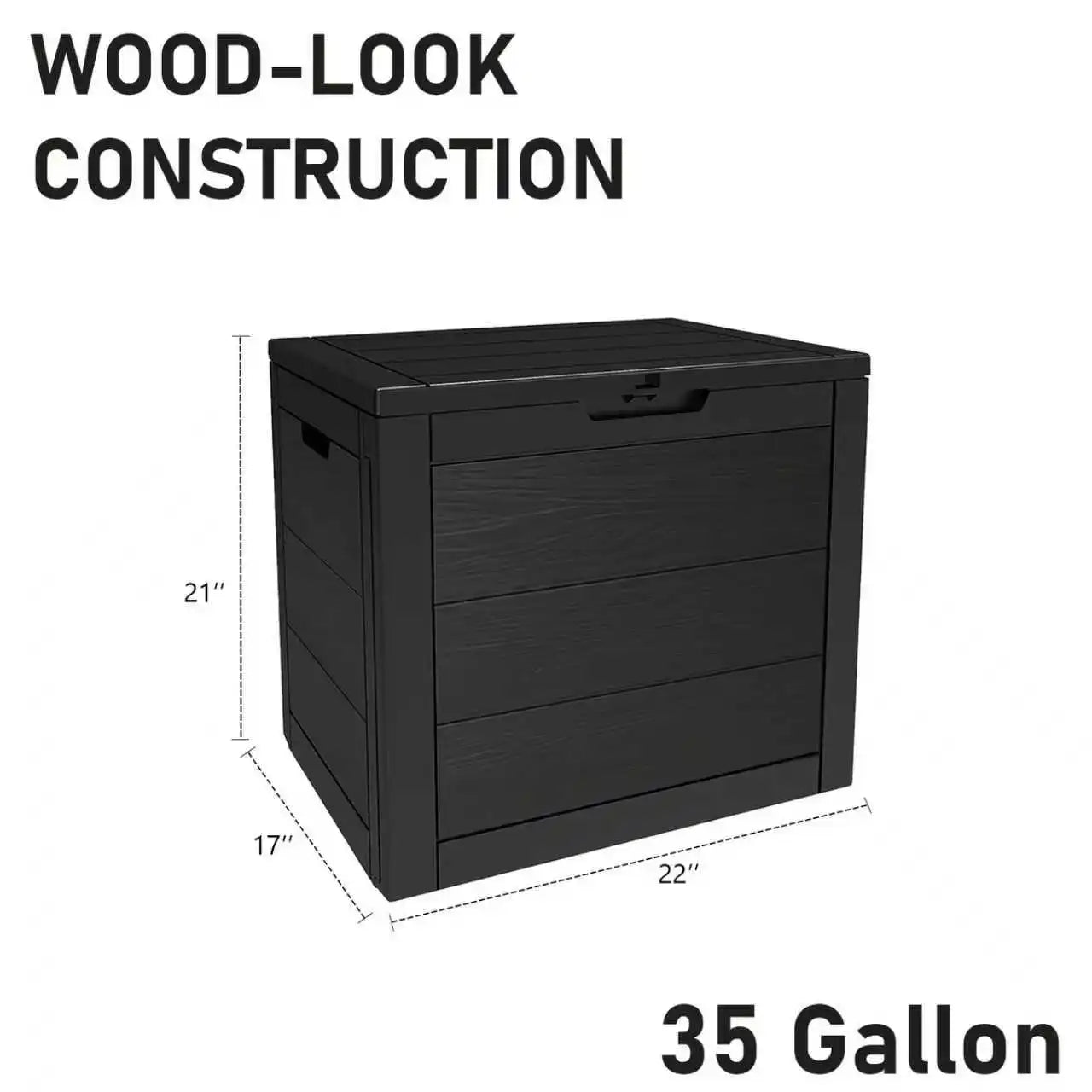35/75 Gallon Resin Outdoor Storage Box with Handles Garden Tools