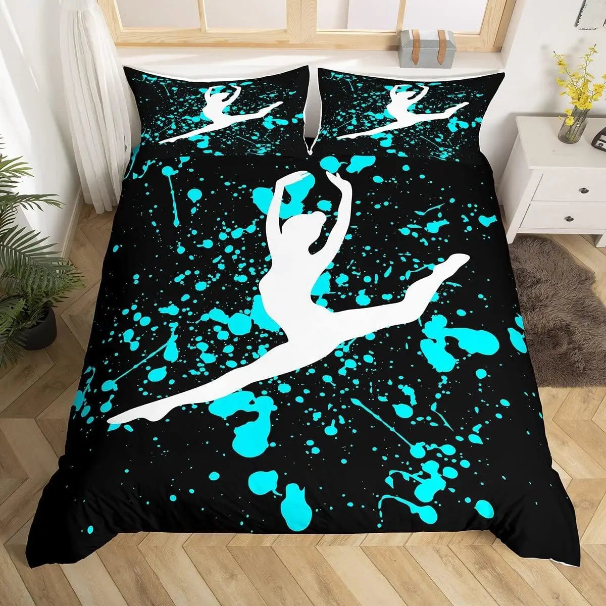 Gymnastics Duvet Cover for Kids Teens Girls Queen Lightweight Quilt Covers