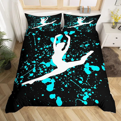 Gymnastics Duvet Cover for Kids Teens Girls Queen Lightweight Quilt Covers