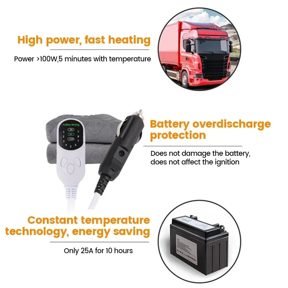 Car electric blanket 12 volts 16 volts 24 volts single double RV large truck electric mattress car heating pad