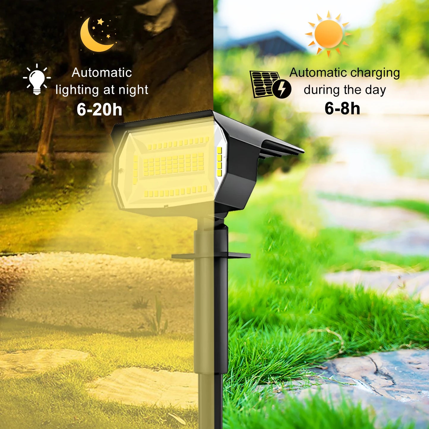 LED Solar Landscape Lights Outdoor Waterproof W / 3 Modes for Yard Lawn Walkway