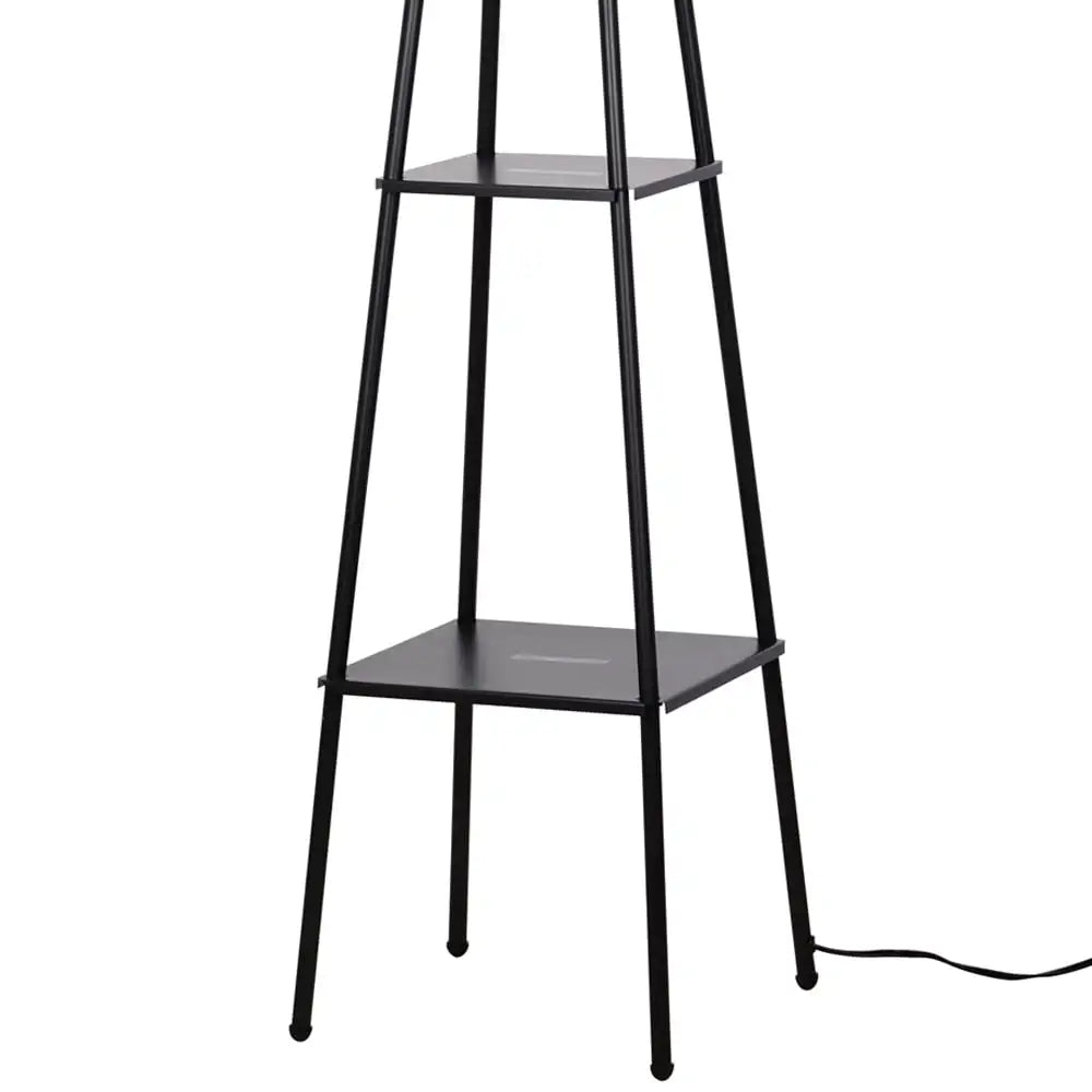 Metal Etagere Floor Lamp Charcoal Finish
