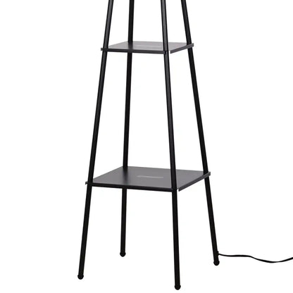 Metal Etagere Floor Lamp Charcoal Finish