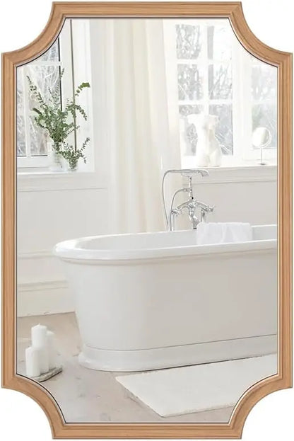 Full Scalloped Corners Arch Rectangle Wall Mirror w/ Wood Frame, 20x30,
