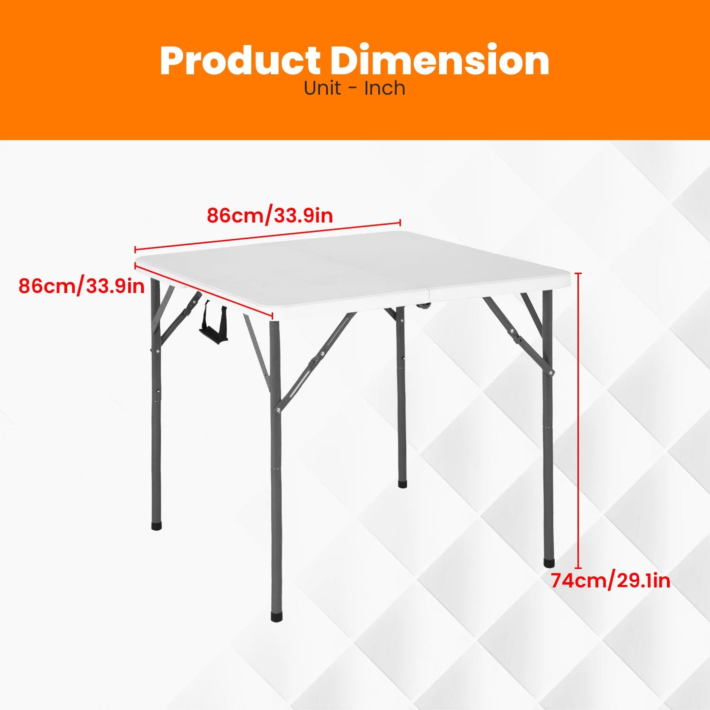 34" Folding Outdoor Dining Table, Portable Plastic Folding Card Table with Handle Suitable for Picnics,Parties,Party and Camping