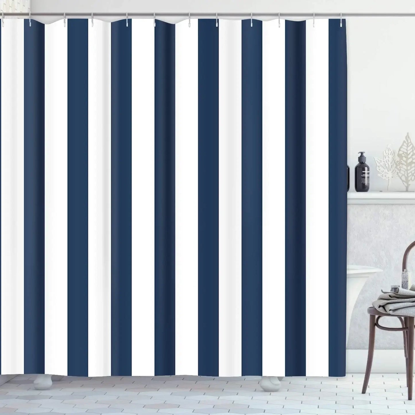 Striped Shower Curtain, Colorful White Modern Fashion