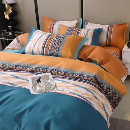 3 Pieces Luxury Striped Duvet Covers Soft Set Thickened Breathable Bedding Sets