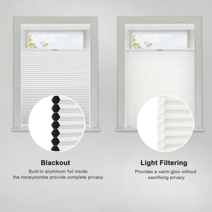 No Tools No Drill Top-Down Bottom Up Honeycomb Blinds for Windows, 1" Cell Fabric Cordless