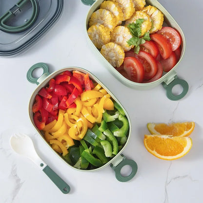 lunch box, stackable 3-layer food container, leak-proof portable, microwave safe