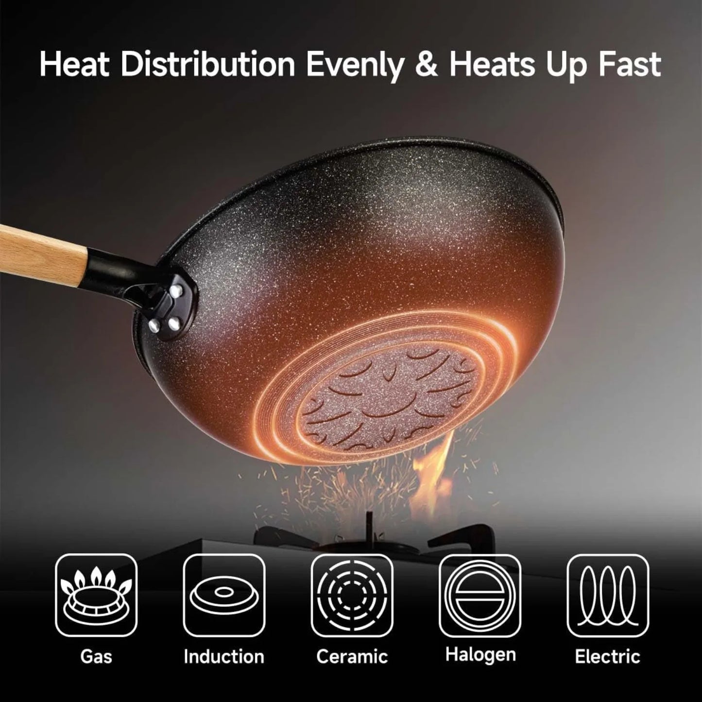 Non-Stick Wok w/ Steamer Basket,12 Inches Stir Fry Pans