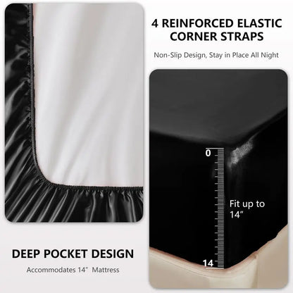 Satin Sheets King Size Sheet Set 4 Piece Silky King Sheets