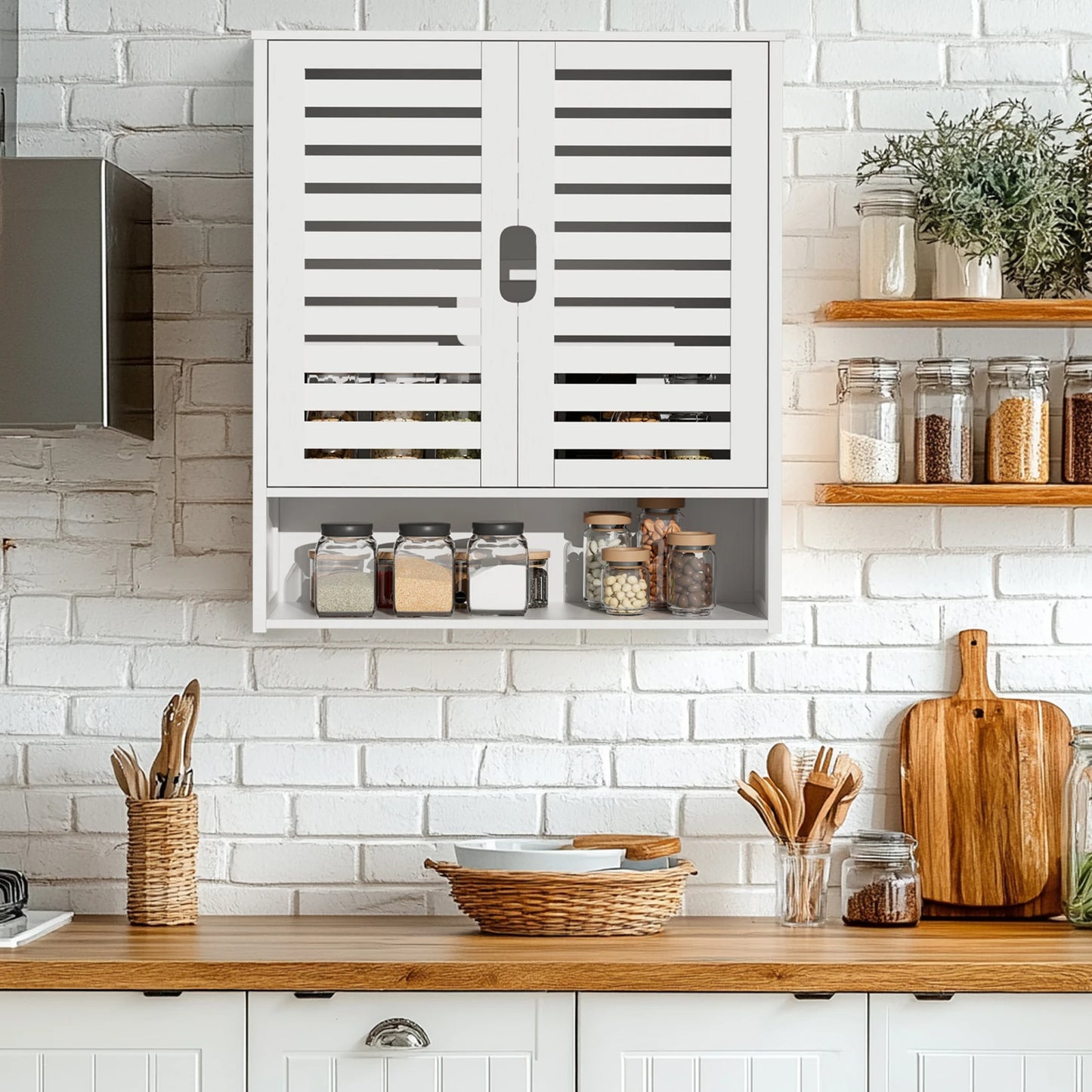 Wall Cabinet Bathroom Storage Cabinet Wall Mounted W/ Adjustable Shelves