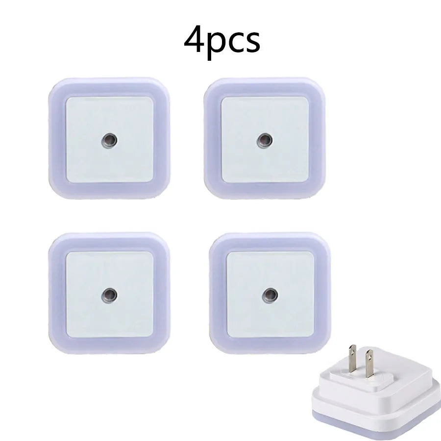 Plug in Dimmable Led Night Light with Auto Dusk to Dawn Sensor, for Hallway Bedroom，4Pack white light