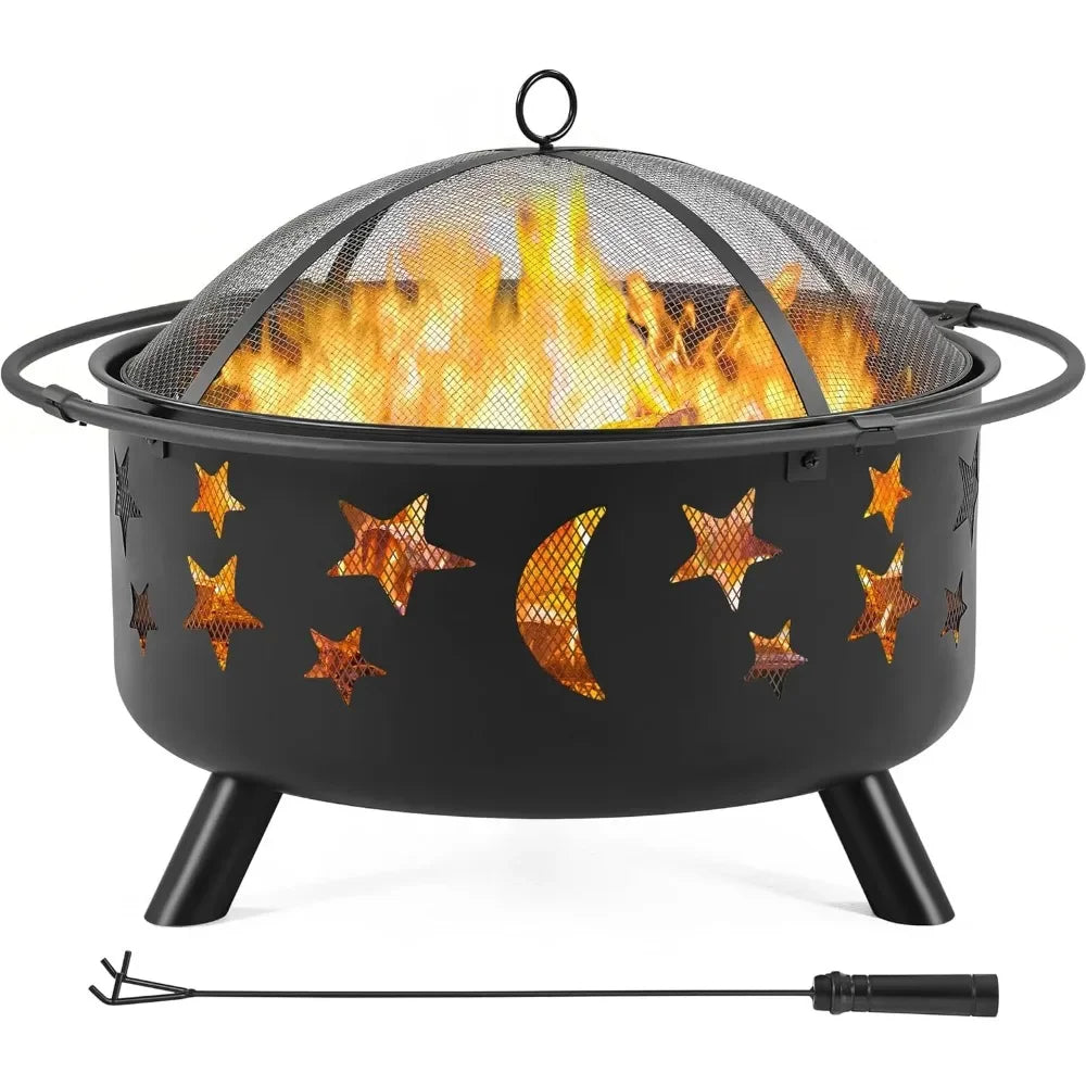 Fire Pit 30in Fire Pits for Outside Wood Burning Outdoor Fireplace with Spark Screen