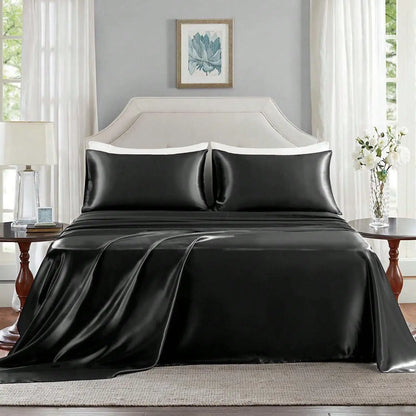 3/4Pcs  Sheet Se Silky & Luxury Bed Set, Soft Deep Pocket Sheets Cooling Bed Set, 1 Fitted Sheet,1 Flat Sheet,1/2Pillowcase