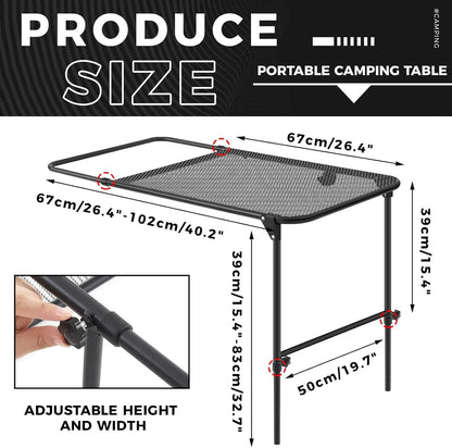 Vehicle Tire Mounted Steel Camping Table Adjustable