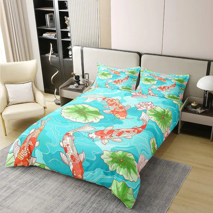 Koi Duvet Cover Sets for Kids Teens Adults Queen Size Quilt Covers