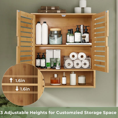 Wall Cabinet Bathroom Storage Cabinet Wall Mounted W/ Adjustable Shelves