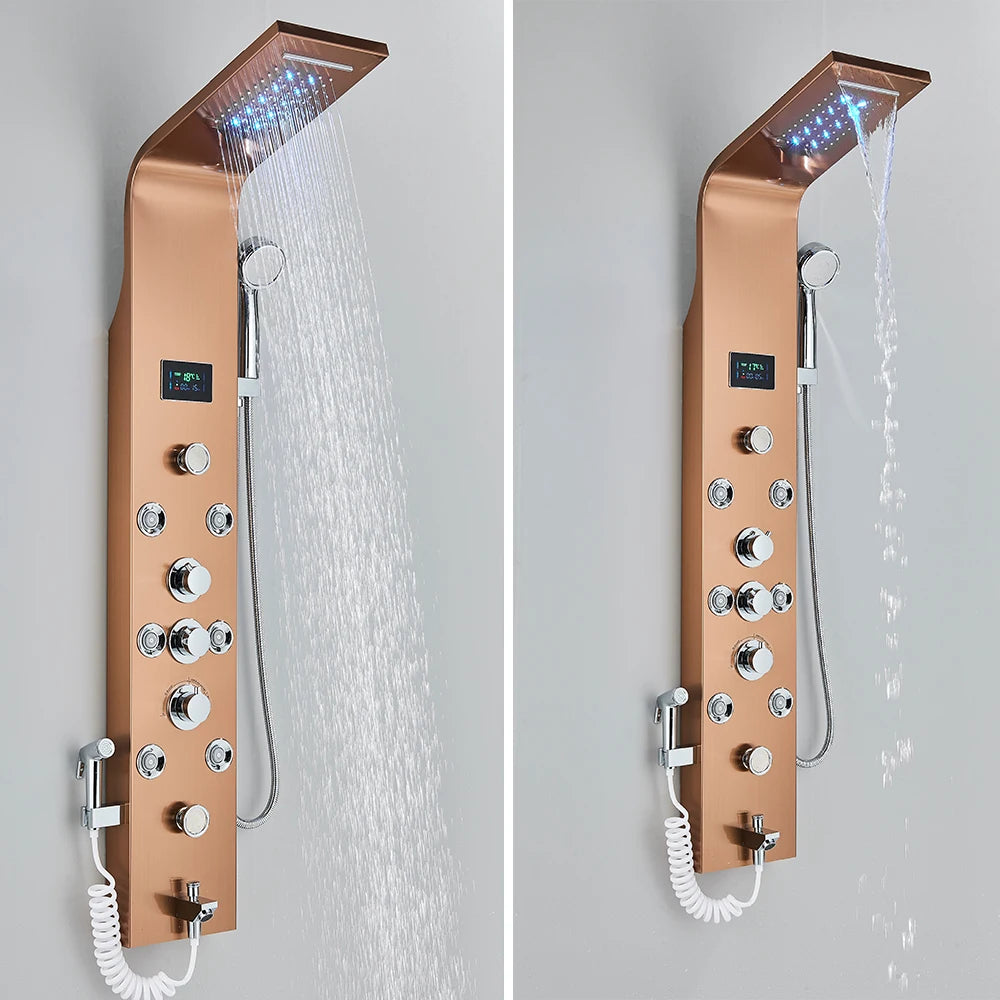 LED Bathroom Shower Panel 6 Modes Intelligent LCD Shower