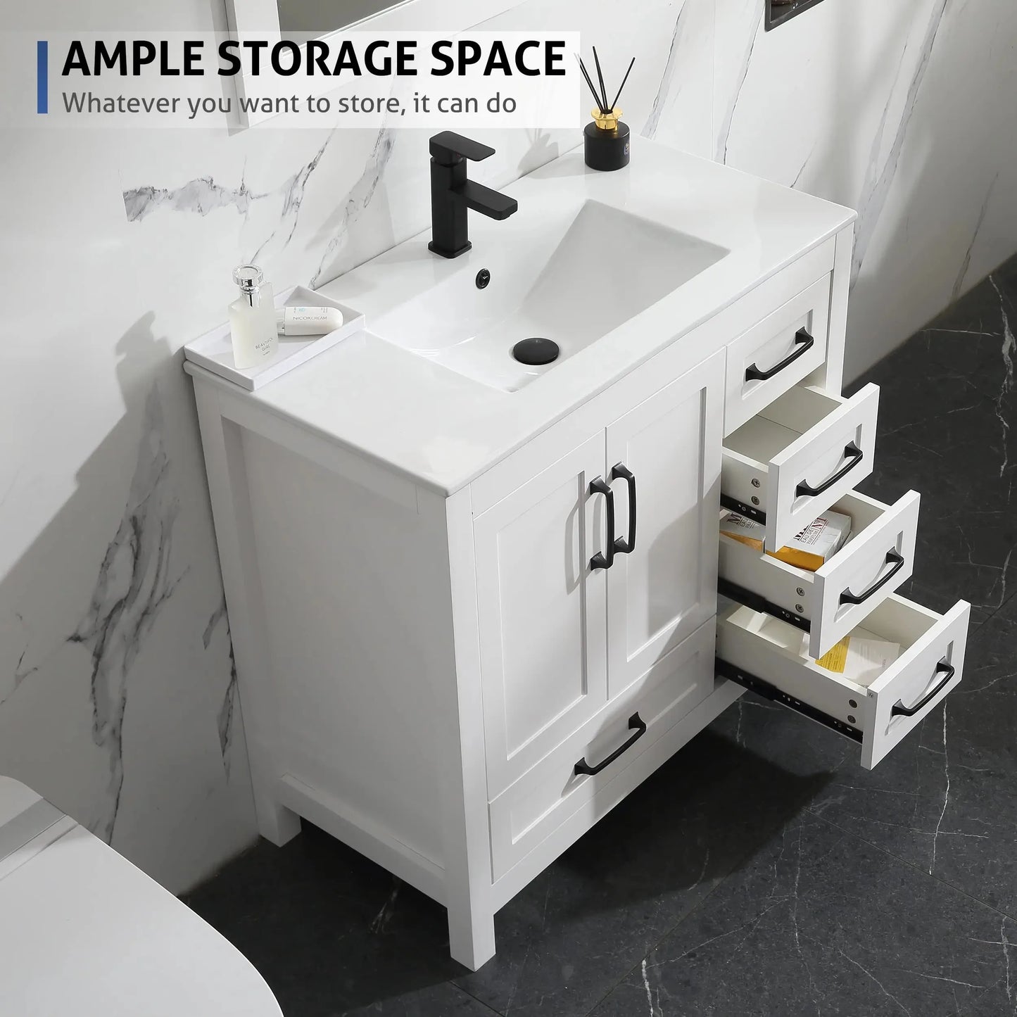 18" Modern Bathroom Furniture Wash Vanity Storage Cabinet